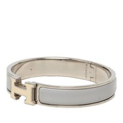 エルメス クリックH GM エナメルブレスレット バングル シルバー アイボリー グレー メタル レディース HERMES 中古