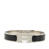 エルメス クリッククラックH PM バングル シルバー ブラック メタル レディース HERMES 【中古】