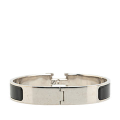 エルメス クリッククラックH PM バングル シルバー ブラック メタル レディース HERMES 【中古】