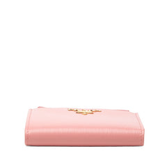 プラダ ロゴ 二つ折り財布 コンパクトウォレット 1ML024 ピンク レザー レディース PRADA 【中古】