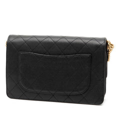 シャネル マトラッセ ココマーク チェーン ショルダーバッグ ブラック ゴールド キャビアスキン スエード レディース CHANEL 【中古】