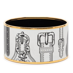 エルメス エマイユ TGM 七宝焼き ベルトモチーフ バングル ゴールド ホワイト メッキ レディース HERMES 【中古】