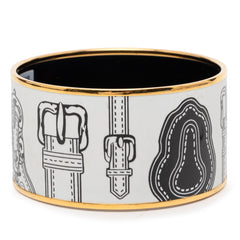 エルメス エマイユ TGM 七宝焼き ベルトモチーフ バングル ゴールド ホワイト メッキ レディース HERMES 【中古】