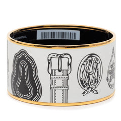エルメス エマイユ TGM 七宝焼き ベルトモチーフ バングル ゴールド ホワイト メッキ レディース HERMES 【中古】