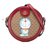 グッチ × ドラえもん ミニGGスプリーム ショルダーバッグ 625216 ブラウン レッド PVC レザー レディース GUCCI 【中古】