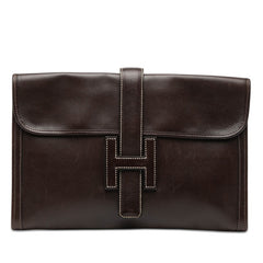 エルメス ジジェPM クラックバッグ セカンドバッグ ブラウン レザー レディース HERMES 【中古】
