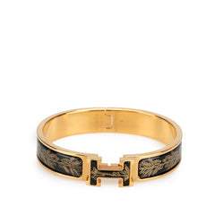 エルメス クリックH PM サーベル飾袋 バングル ゴールド ブラック メッキ レディース HERMES 【中古】