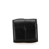 ボッテガヴェネタ マキシイントレチャート カセット 折り畳み コインパース コインケース ブラック レザー レディース BOTTEGAVENETA 【中古】