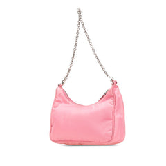 プラダ 三角ロゴプレート チェーンハンドバッグ ショルダーバッグ 2WAY 1BH204 ピンク ナイロン レディース PRADA 【中古】