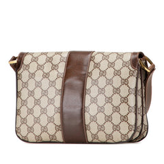 グッチ GGスプリーム ショルダーバッグ ベージュ ブラウン PVC レザー レディース GUCCI 【中古】