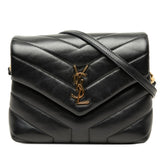 サンローラン YSLロゴ ルル トイバッグ 斜め掛け ショルダーバッグ 467072 ブラック レザー レディース SAINT LAURENT 中古