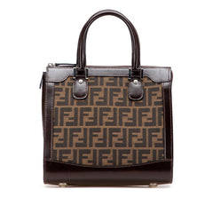 フェンディ ズッカ ハンドバッグ ブラウン キャンバス レザー レディース FENDI 【中古】