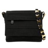 サルヴァトーレフェラガモ ヴァラ 斜め掛け チェーン ショルダーバッグ AU-21-5250 ブラック キャンバス レザー レディース Salvatore Ferragamo 【中古】