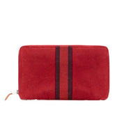 エルメス フールトゥ マルチ パースGM ラウンドファスナー 長財布 ワインレッド ボルドー キャンバス レディース HERMES 【中古】