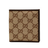 グッチ GGキャンバス 二つ折り財布 124591 ベージュ キャンバス レザー レディース GUCCI 中古