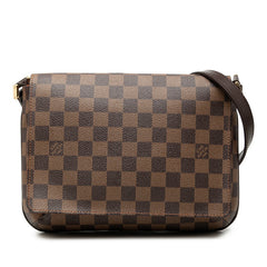 ルイ ヴィトン ダミエ ミュゼットタンゴ ロング 斜め掛け ショルダーバッグ N51301 ブラウン PVC レザー レディース LOUIS VUITTON 中古