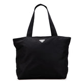 プラダ 三角ロゴプレート トートバッグ ブラック ナイロン レザー レディース PRADA 【中古】
