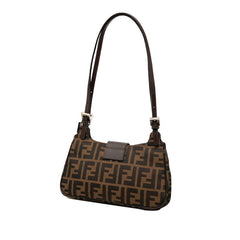 フェンディ ズッカ ハンドバッグ ワンショルダーバッグ ブラウン ブラック キャンバス レザー レディース FENDI 中古