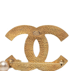 シャネル ココマーク ハート モチーフ ブローチ ゴールド ピンク メッキ フェイクパール レディース CHANEL 中古