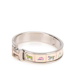 エルメス クリックH PM 馬着 バングル シルバー ベージュ マルチカラー メタル レディース HERMES 【中古】