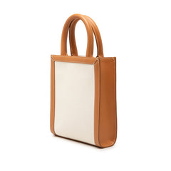 セリーヌ バーティカルカバ ハンドバッグ ショルダーバッグ 2WAY ホワイト ブラウン キャンバス レザー レディース CELINE 【中古】