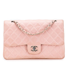 シャネル マトラッセ ダブルフラップ ココマーク チェーン ショルダーバッグ ピンク ラムスキン レディース CHANEL 【中古】