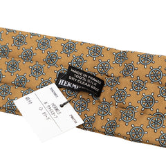 エルメス アスコットタイ 舵 モチーフ ネクタイ カーキ ブルー シルク メンズ HERMES 【中古】