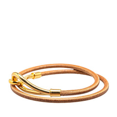 エルメス ジャンボ ブレスレット チョーカー ブラウン ゴールド レザー メッキ レディース HERMES 【中古】
