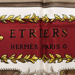 エルメス カレ90 ETRIERS 鐙 スカーフ ワインレッド シルク レディース HERMES 中古