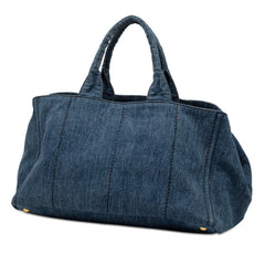 プラダ カナパ ハンドバッグ トートバッグ インディゴブルー デニム レディース PRADA 【中古】