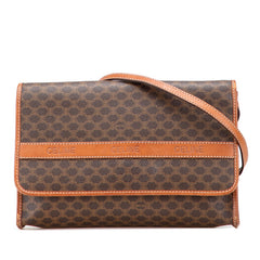 セリーヌ マカダム 斜め掛け ショルダーバッグ ブラウン PVC レザー レディース CELINE 【中古】