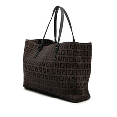 フェンディ ズッキーノ ハンドバッグ トートバッグ 8BH132 ブラウン キャンバス レザー レディース FENDI 【中古】