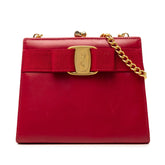 サルヴァトーレフェラガモ ヴァラ チェーン ショルダーバッグ 223054 レッド レザー レディース Salvatore Ferragamo 【中古】