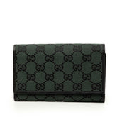 グッチ GGキャンバス 三つ折り財布 263114 グリーン ブラック キャンバス レザー レディース GUCCI 【中古】
