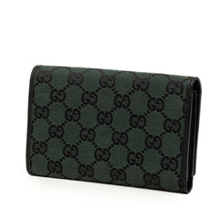 グッチ GGキャンバス 三つ折り財布 263114 グリーン ブラック キャンバス レザー レディース GUCCI 【中古】