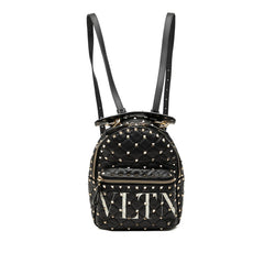 ヴァレンティノ VLTNロゴ ロックスタッズ キルティング リュック バックパック ブラック レザー レディース VALENTINO 中古