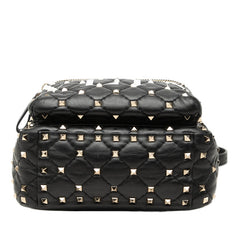 ヴァレンティノ VLTNロゴ ロックスタッズ キルティング リュック バックパック ブラック レザー レディース VALENTINO 中古