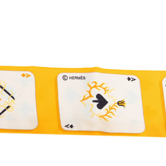 エルメス ツイリー Jeu De Cartes ジュード カルツ トランプ柄 スカーフ イエロー系 シルク レディース HERMES 中古