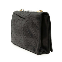 シャネル ココマーク マトラッセ チェーン ショルダーバッグ ブラック ラムスキン レディース CHANEL 【中古】
