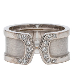 カルティエ C2 リング リング 指輪 #55 K18WG ホワイトゴールド 750 レディース CARTIER 【中古】