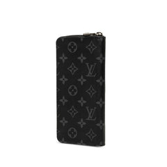 ルイ ヴィトン モノグラム エクリプス ジッピーウォレット ヴェルティカル ラウンドファスナー 長財布 M62295 ブラック グレー PVC レザー メンズ LOUIS VUITTON 中古
