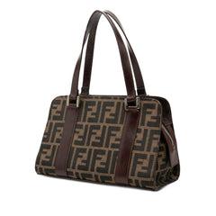 フェンディ ズッカ ハンドバッグ ブラウン キャンバス レザー レディース FENDI 【中古】