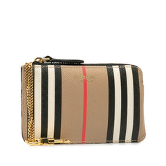 バーバリー チェック コインケース ベージュ マルチカラー PVC レザー レディース BURBERRY 中古