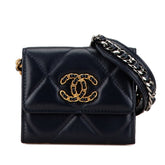 シャネル マトラッセ ココマーク 斜め掛け チェーンウォレット ネイビー ラムスキン レディース CHANEL 【中古】