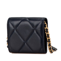 シャネル マトラッセ ココマーク 斜め掛け チェーンウォレット ネイビー ラムスキン レディース CHANEL 【中古】