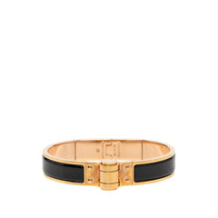 エルメス シャニエール ブレスレット バングル ピンクゴールド ブラック メッキ エナメル レディース HERMES 【中古】