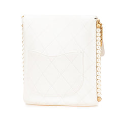 シャネル マトラッセ ココマーク チェーン ショルダーバッグ ホワイト レザー フェイクパール レディース CHANEL 【中古】