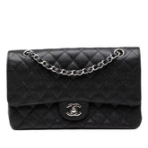 シャネル マトラッセ ココマーク Wフラップ チェーン ショルダーバッグ ハンドバッグ ブラック キャビアスキン レディース CHANEL 【中古】