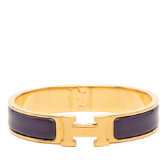 エルメス クリックH PM ブレスレット ゴールド パープル メッキ エナメル レディース HERMES 【中古】