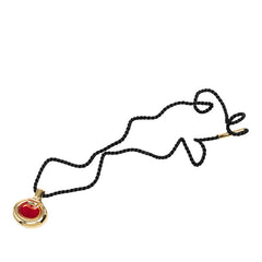 エルメス PURFUM パルファム 香水 モチーフ ネックレス ペンダントトップ ゴールド レッド メッキ レディース HERMES 中古